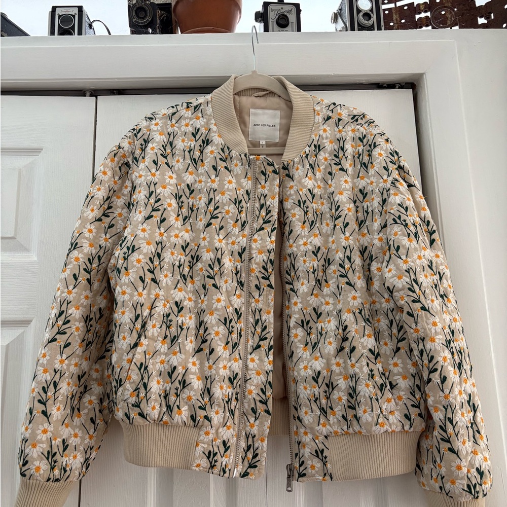 Avec Les Filles Floral Embroidered Bomber Jacket